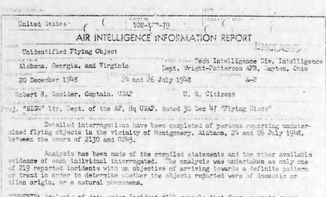 Chiles-Whitted UFO Incident - Project Blue Book Case File