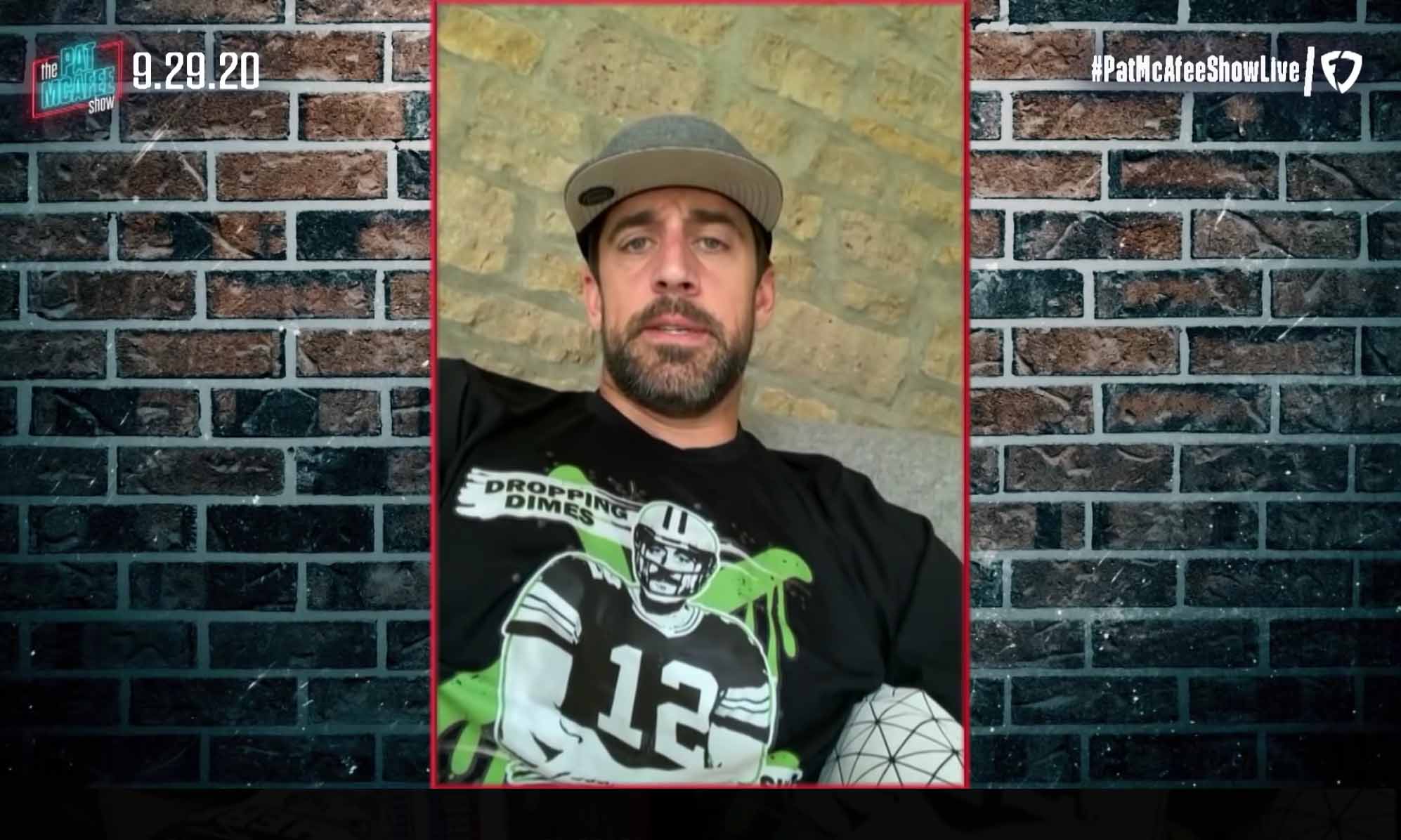 Screenshot of Aaron Rodgers on the Pat McAfee Show