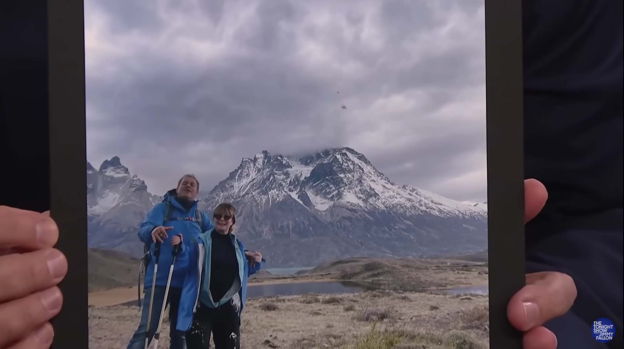 Photo of Camila Cabello's parents in Patagonia with a UFO