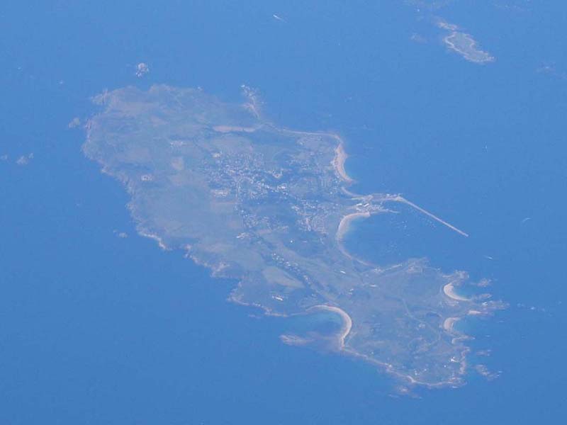 An aerial view of the Island of Alderney.