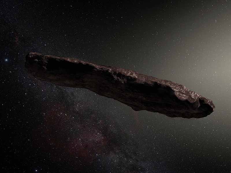 Artist's impression of 'Oumuamua, created by the European Southern Observatory/M. Kornmesser.