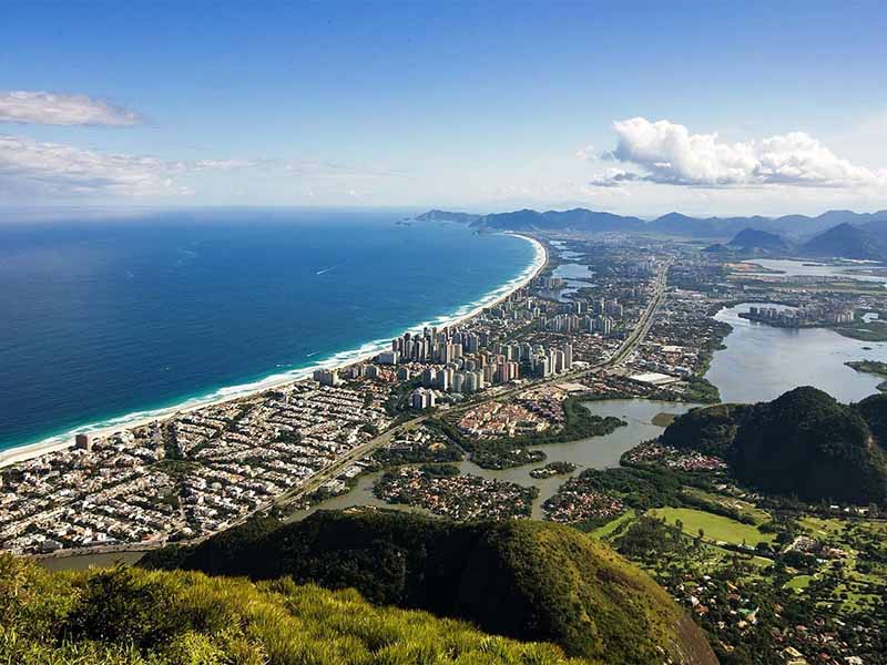 Recent photo of Barra da Tijuca beach and town, taken in 2013.