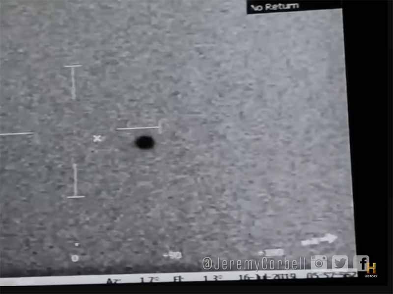 Image of leaked video from the USS Omaha showing an unidentified sphere-like object.